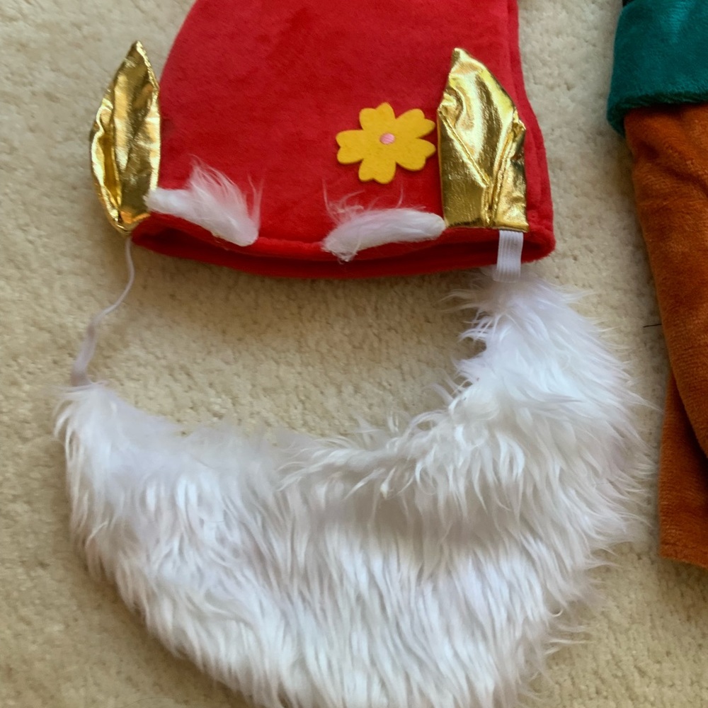 ADORABLE CHRISTMAS ELF DOG HALLOWEEN COSTUME OUTFIT WITH CAP AND BEARD - Picture 4 of 16